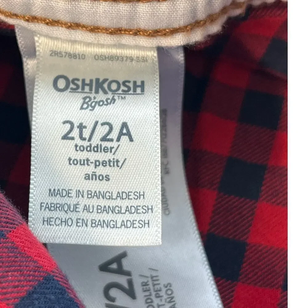 Osh Kosh B'gosh Unisex 2T Toddler Blue Jean Overalls Lining Classic Picture